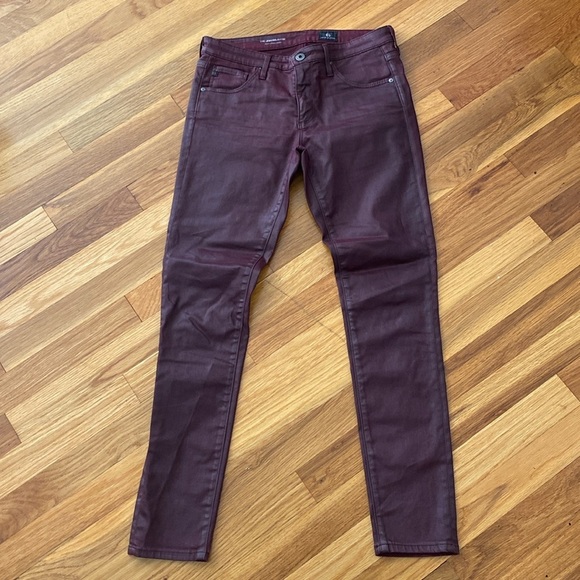 Ag Adriano Goldschmied Women’s Burgundy Skinny Jeans Size 26R - Picture 2 of 8